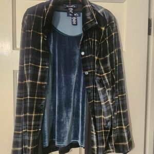 Denim&Co Black and Gold Plaid Jacket